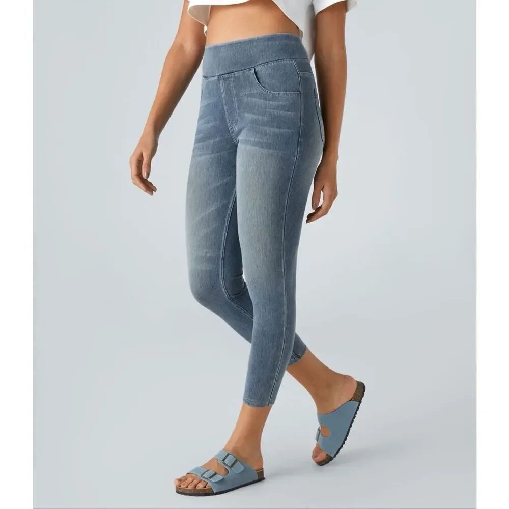 Halara blue gray skinny stretch flex  high waisted jean/denim jegging legging